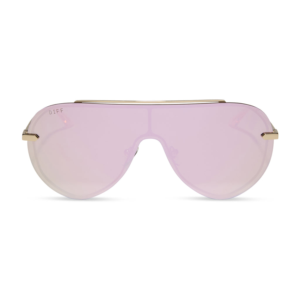 IMANI - GOLD + CHERRY BLOSSOM MIRROR SUNGLASSES