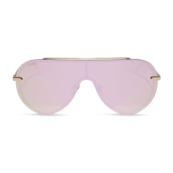 imani - gold + cherry blossom mirror sunglasses