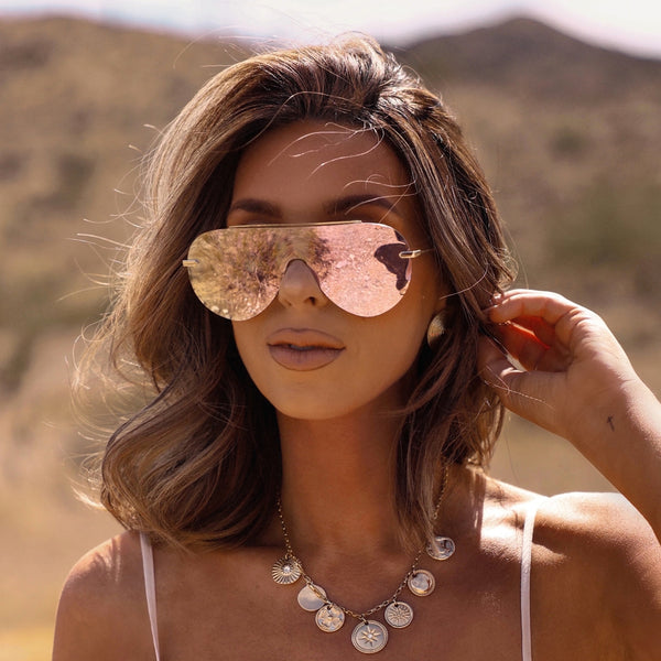 imani - gold + cherry blossom mirror sunglasses 4