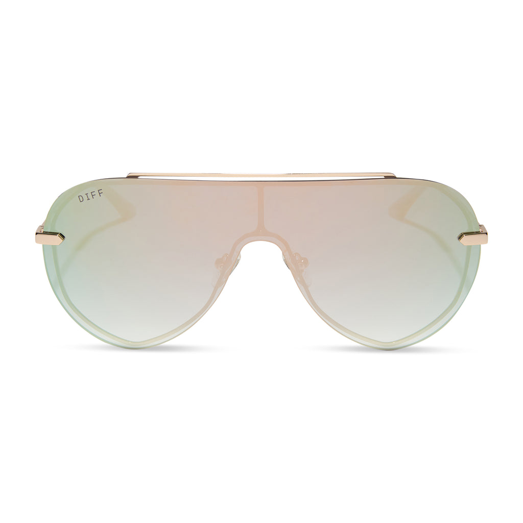IMANI - GOLD + COOL MATCHA MIRROR SUNGLASSES