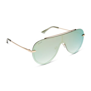 IMANI - GOLD + COOL MATCHA MIRROR SUNGLASSES