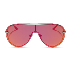 IMANI - GUNMETAL + RED HOT SUMMER MIRROR SUNGLASSES