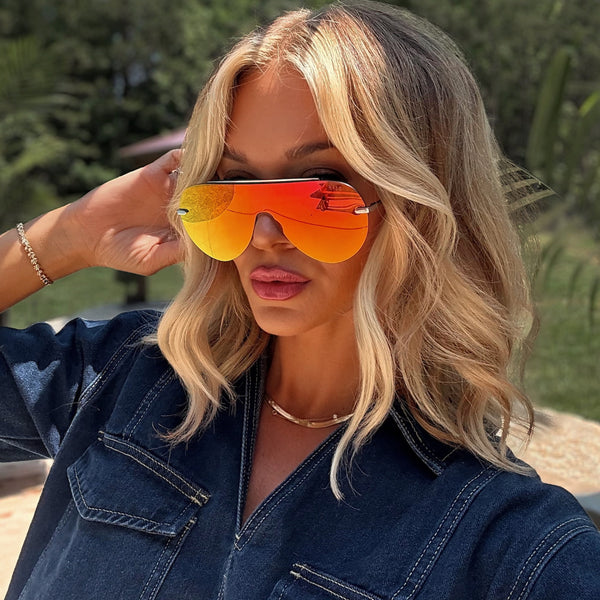 imani - gunmetal + red hot summer mirror sunglasses 7