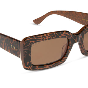 Indy Rectangle Sunglasses | Animal & Brown | DIFF Eyewear display picture 3