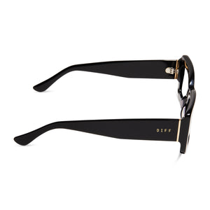 diff eyewear indy square glasses with a black frame and prescription lenses side view