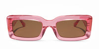 swatch for INDY - CANDY PINK CRYSTAL + BROWN SUNGLASSES