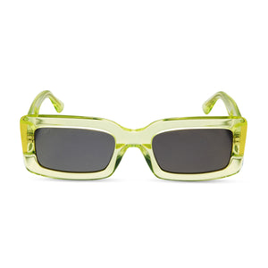 diff eyewear featuring the indy square sunglasses with a citrine frame and grey lenses front view