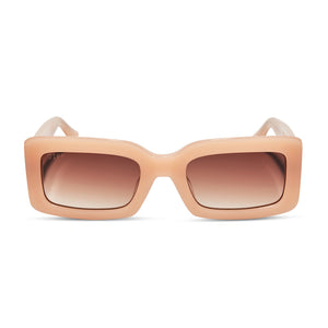 diff eyewear indy small sunglasses with a faded citrus acetate frame and brown gradient lenses front view