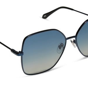 Iris Square Sunglasses | Deep Navy Metal & Aegean Blue Flash 