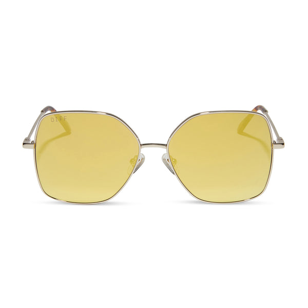 Iris Square Sunglasses | Gold & Brilliant Gold Mirror | DIFF  display picture 3
