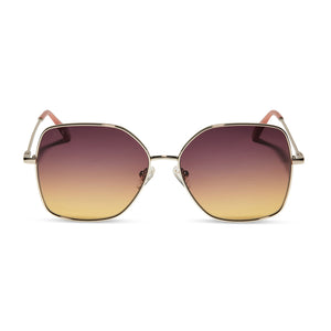 diff eyewear featuring the iris square sunglasses with a gold metal frame and inca gradient lenses front view