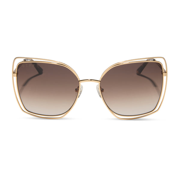 jacqueline - gold + brown gradient sunglasses