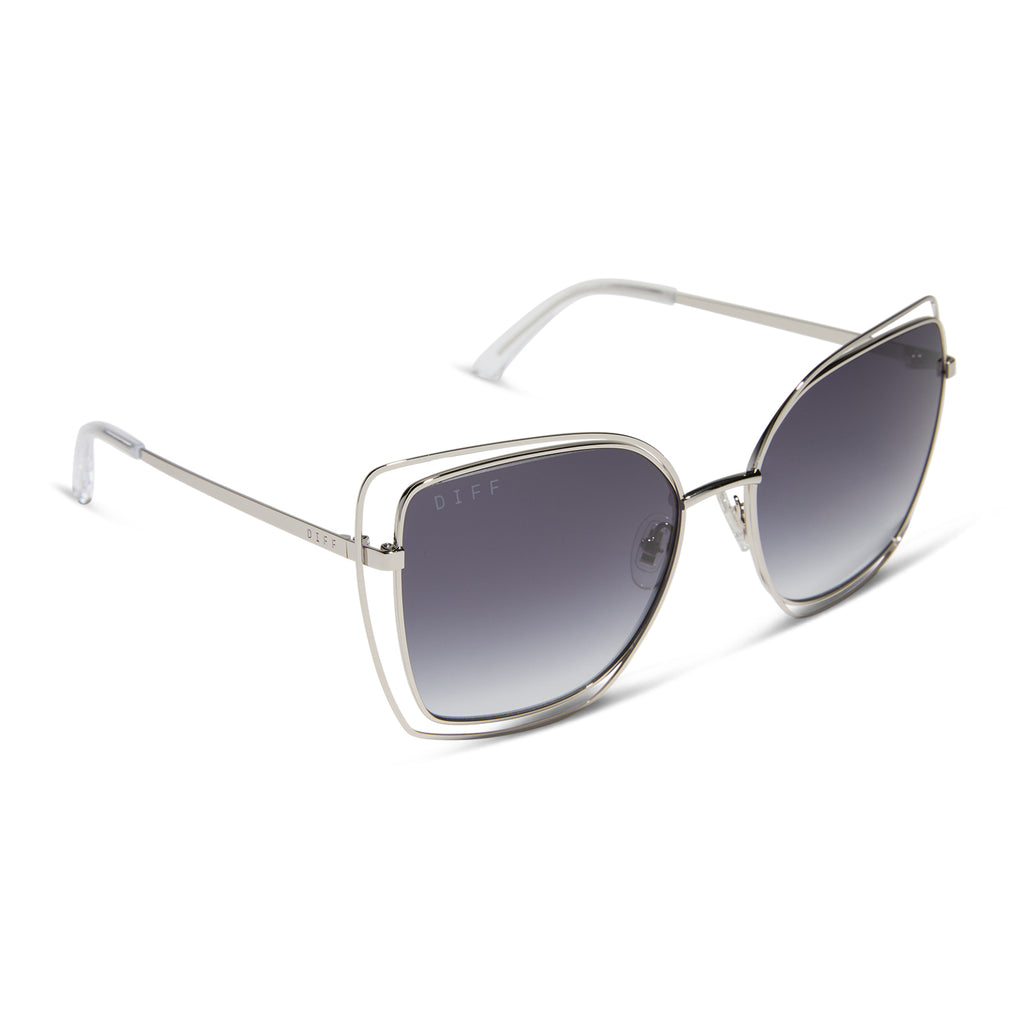 Jacqueline Square Sunglasses | Silver & Grey Gradient | DIFF Eyewear