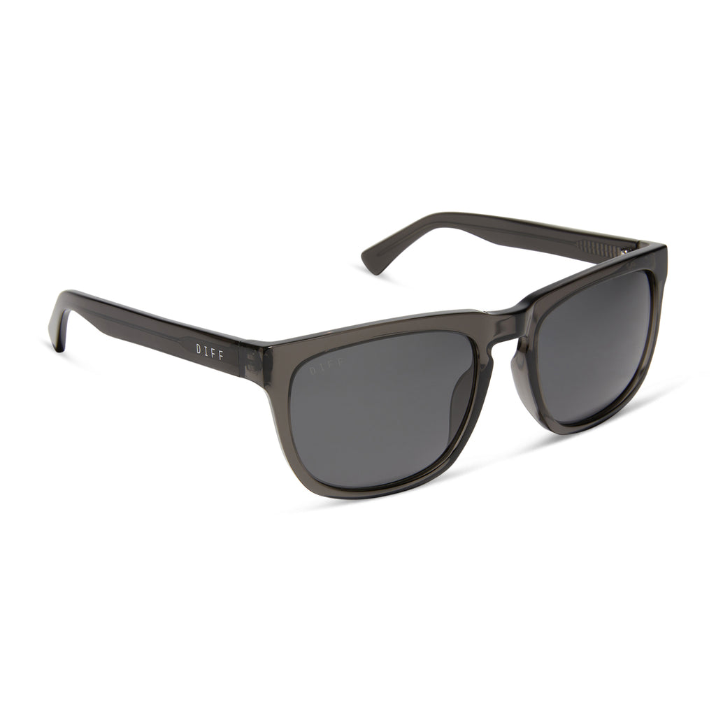 Jake Square Sunglasses | Black Smoke Crystal & Grey | DIFF Eyewear