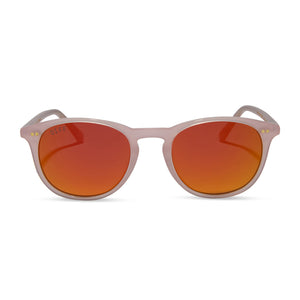 diff eyewear jaxson square sunglasses with a coquille frame and sunset mirror polarized lenses front view