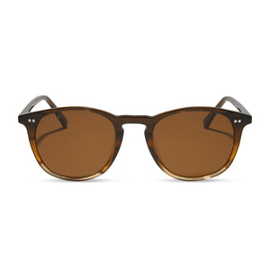 diff eyewear jaxson xl square sunglasses with a mocha brown acetate frame and brown polarized lenses front view