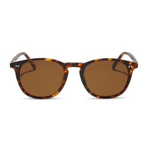 diff eyewear featuring the jaxson xl square sunglasses with a rich tortoise frame and brown polarized lenses front view