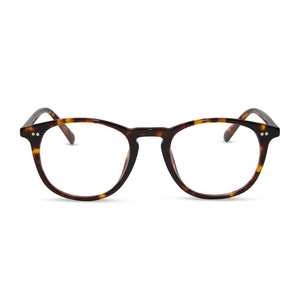 diff eyewear jaxson xl square prescription glasses with a rich tortoise acetate frame front view