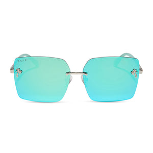 Jena Sims Rookie Square Sunglasses | Bronco Blue & Teal Mirror