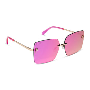 Jena Sims Rookie Square Sunglasses | Hot Pink & Hot Pink Mirror