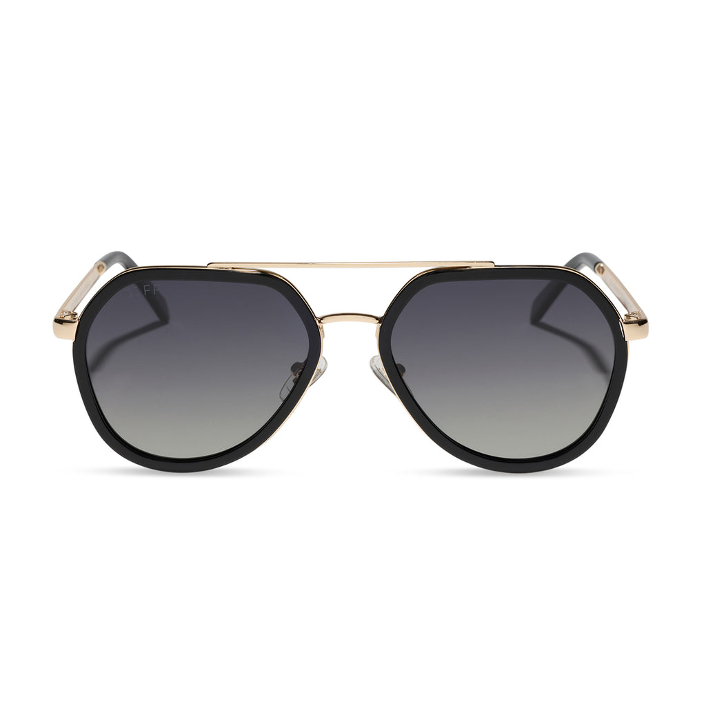 JOEY - BLACK + GOLD METAL + GREY GRADIENT + POLARIZED SUNGLASSES