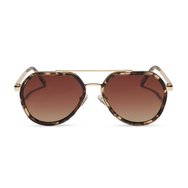 Joey Round Sunglasses | Black + Gold & Grey Gradient | DIFF  display picture 1