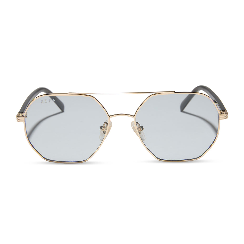 JOELLE - GOLD + CHOCOLATE CRYSTAL + GREY TINT SUNGLASSES