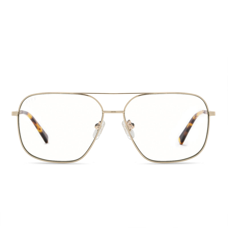 diff eyewear jonas aviator prescription glasses with a gold frame front view