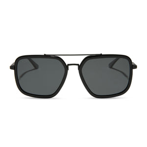 diff eyewear featuring the jordan navigator sunglasses with a black frame and grey polarized lenses front view