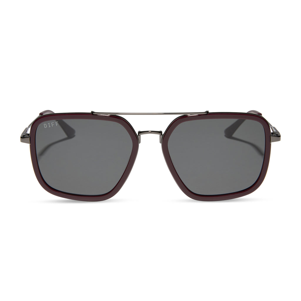 JORDAN - DARK CHERRY LACQUER + GREY GRADIENT + POLARIZED SUNGLASSES