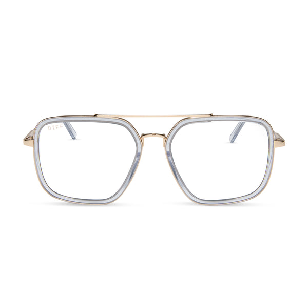 jordan - gold + clear crystal temple tips + prescription glasses