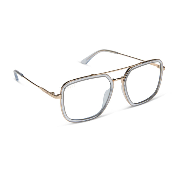 jordan - gold + clear crystal temple tips + prescription glasses 1