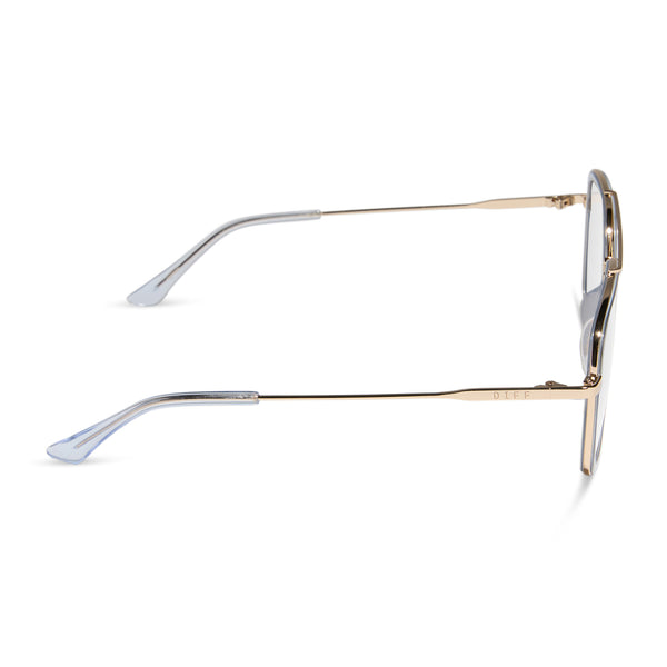 jordan - gold + clear crystal temple tips + prescription glasses 2