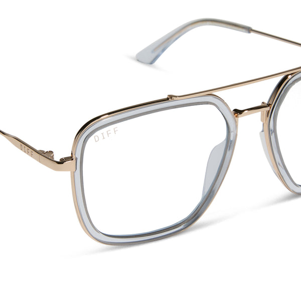 jordan - gold + clear crystal temple tips + prescription glasses 3
