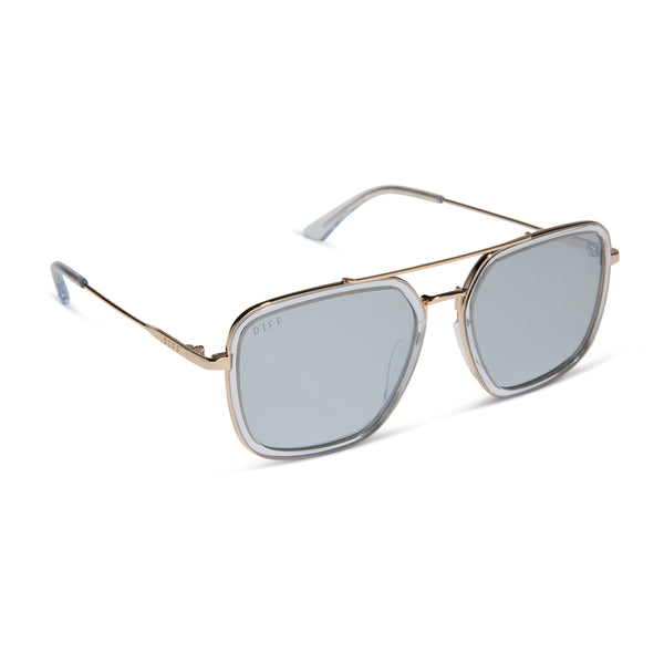 jordan - gold + clear crystal temple tips + silver mirror sunglasses 2