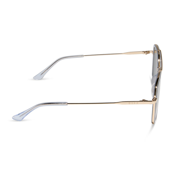 jordan - gold + clear crystal temple tips + silver mirror sunglasses 3