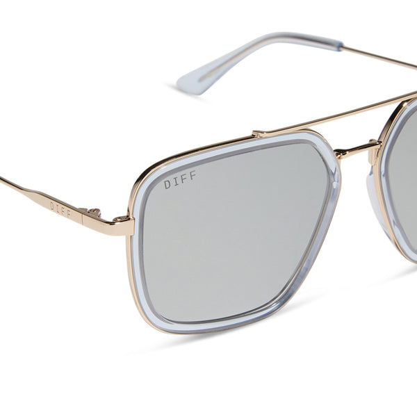 jordan - gold + clear crystal temple tips + silver mirror sunglasses 4