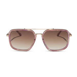 JORDAN - GOLD + FLEUR TORT TEMPLE TIPS + BROWN GRADIENT SUNGLASSES