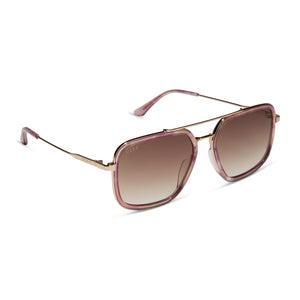JORDAN - GOLD + FLEUR TORT TEMPLE TIPS + BROWN GRADIENT SUNGLASSES