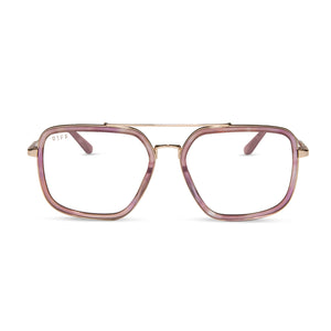 diff eyewear featuring the jordan aviator prescription glasses with a gold with fleur tortoise front view
