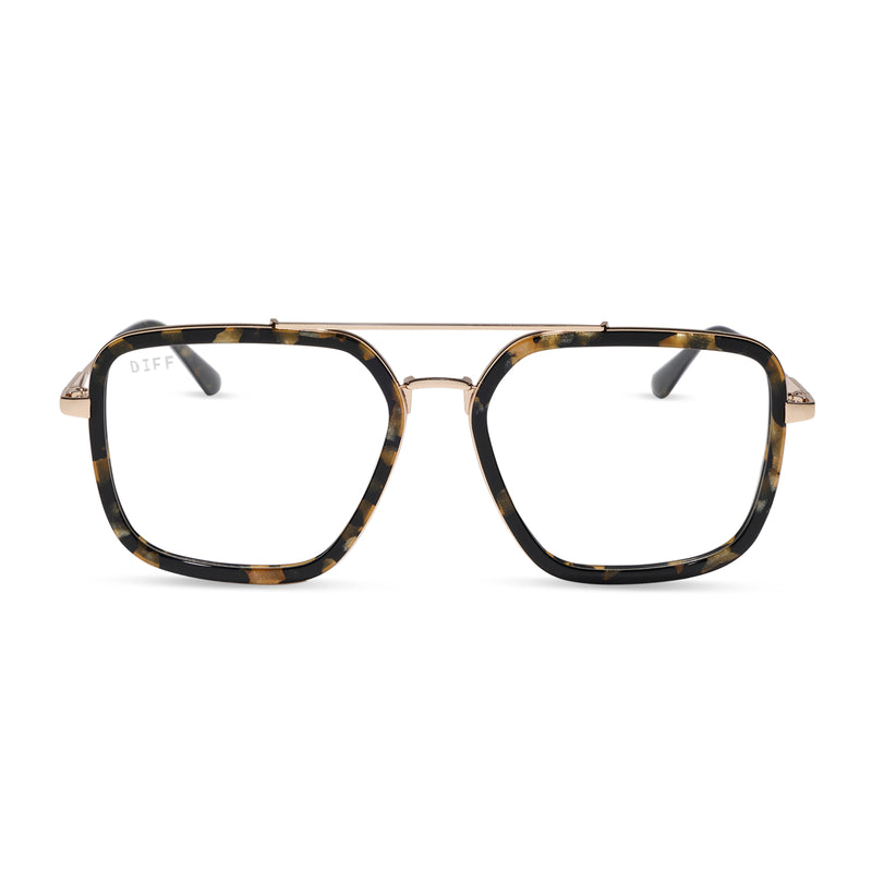 diff eyewear featuring the jordan navigator prescription glasses with a shimmer tortoise with gold frame front view