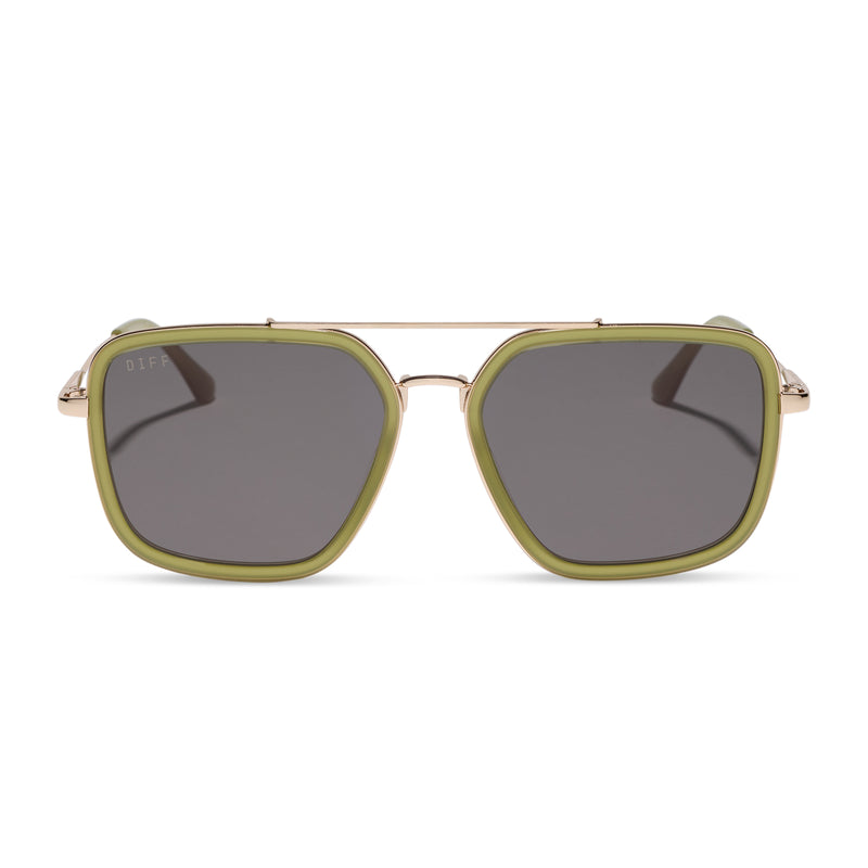 diff eyewear jordan navigator sunglasses with a sweet pea green frame and grey lenses front view