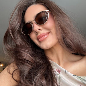 Juliette Round Sunglasses | Brushed Gold & Truffle | DIFF  display picture 1