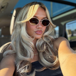 Juliette Round Sunglasses | Brushed Gold & Truffle | DIFF  display picture 1
