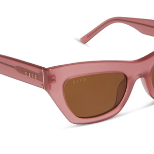 Diff Sunglasses Katarina Guava & Brown Thick Acetate Vacation Modern Minimalist Katarina Cateye Sunglasses | Guava & Brown | DIFF Eyewear main image 2