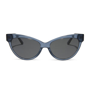 patricia nash x diff eyewear featuring the kelly cateye sunglasses with a mirage blue frame and grey lenses front view