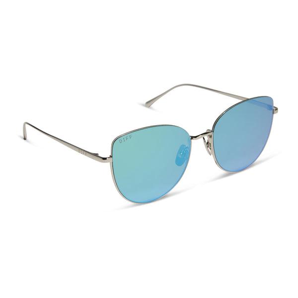 kinsley - silver + aquatic awe mirror sunglasses 2