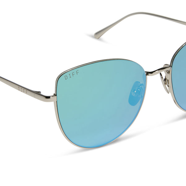 kinsley - silver + aquatic awe mirror sunglasses 4