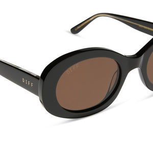 Women\'s Black Oval Sunglasses with Brown Lenses Selene | Slim Oval Sunglasses for Women – WMP Eyewear main image 4