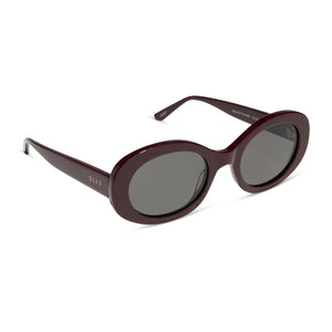 LAINEY - DARK CHERRY LACQUER + GREY SUNGLASSES